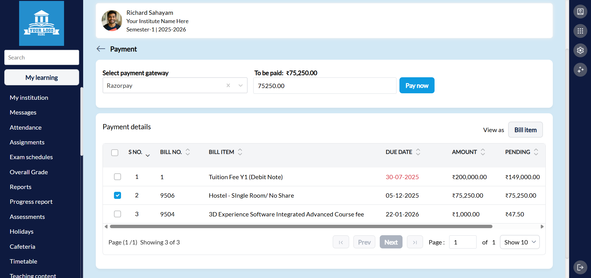 Fee Payment & Receipts